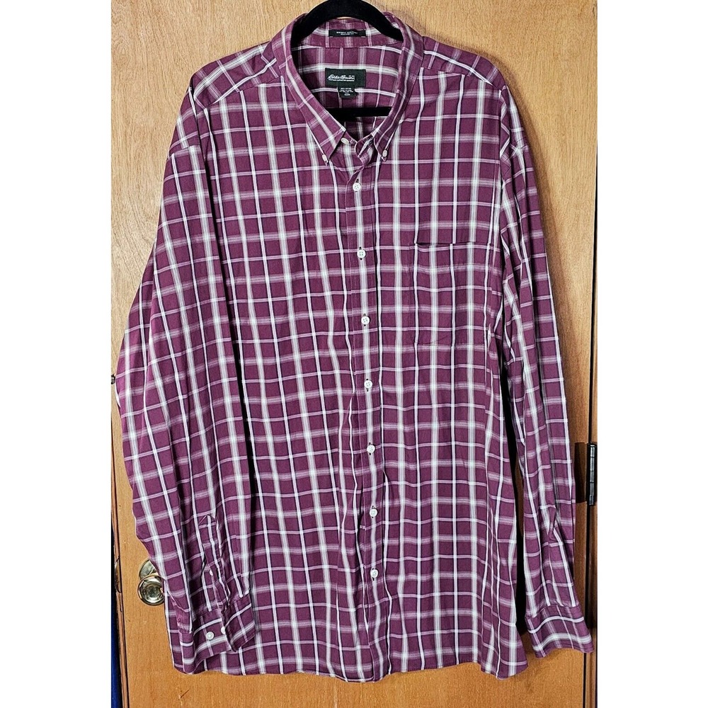 Eddie Bauer Shirt Men’s 4XL Red Plaid Long Sleeve Dress Button Down